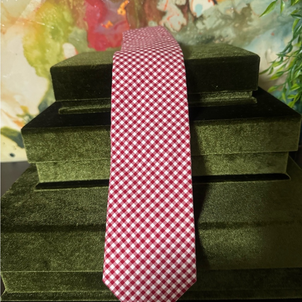 Neiman Marcus Red and White Checkered Tie